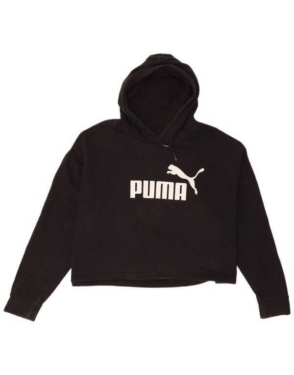 Puma Womens Crop Graphic Oversized Hoodie Jumper Reino Unido 18 XL Algodão Preto
