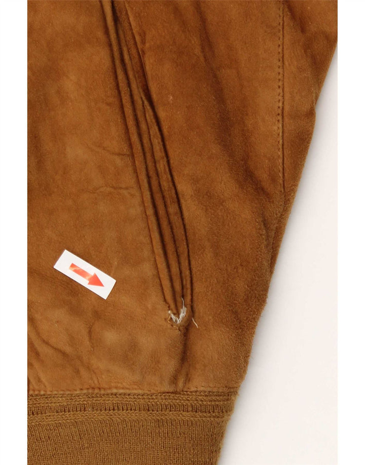 Jaqueta bomber masculina vintage de camurça IT 50 couro bege médio