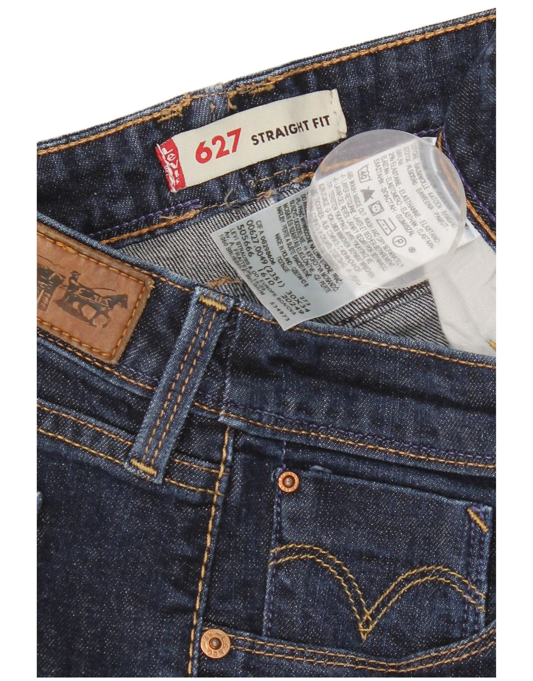 Calça jeans feminina Levi's 627 Straight W30 L29 azul algodão