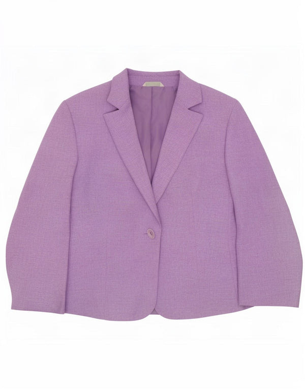 Jaqueta blazer feminina Marks & Spencer padrão de 1 botão Reino Unido 12 médio roxo