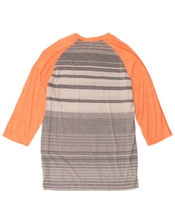 Hurley Womens Premium Fit Top 3/4 Sleeve UK 10 Small Grey Striped Polyester