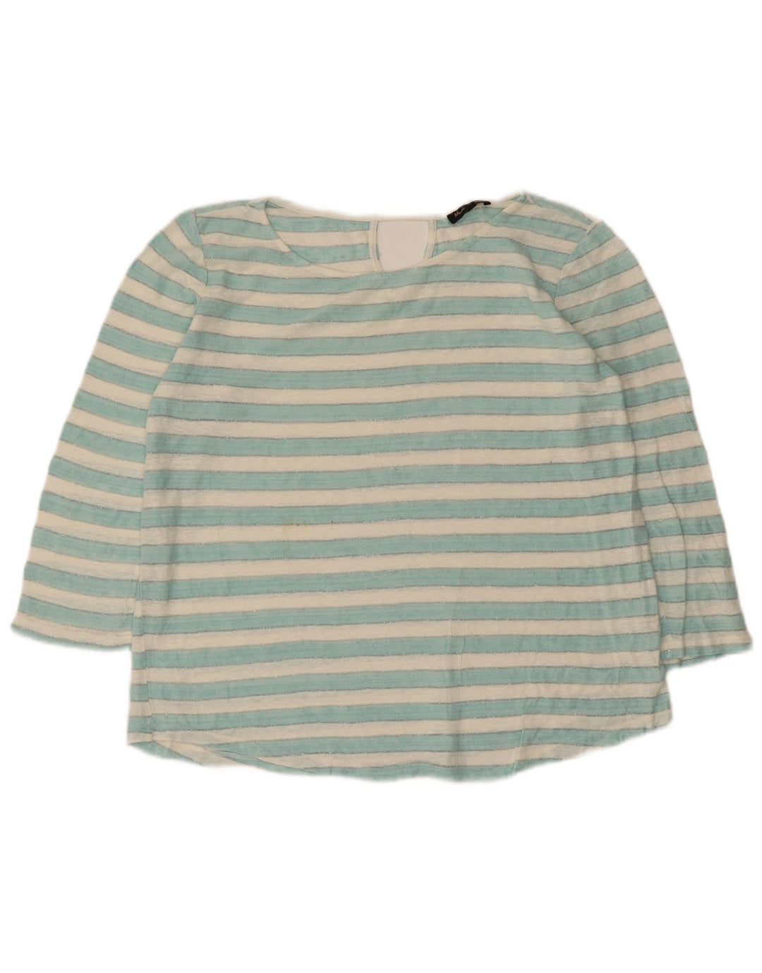 Top Massimo Dutti feminino oversized manga 3/4 Reino Unido 10 listrado azul pequeno