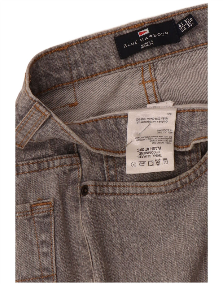 Calça jeans reta masculina Marks & Spencer Blue Harbor W32 L30 algodão cinza