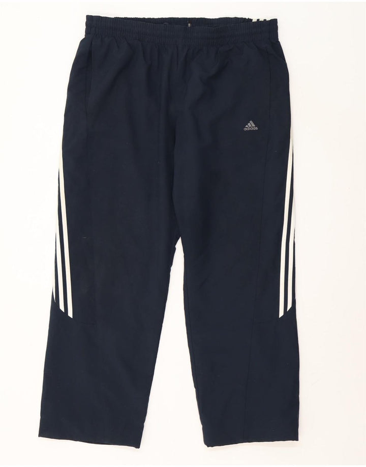 Calça de treino masculina Adidas Climalite grande poliéster azul marinho
