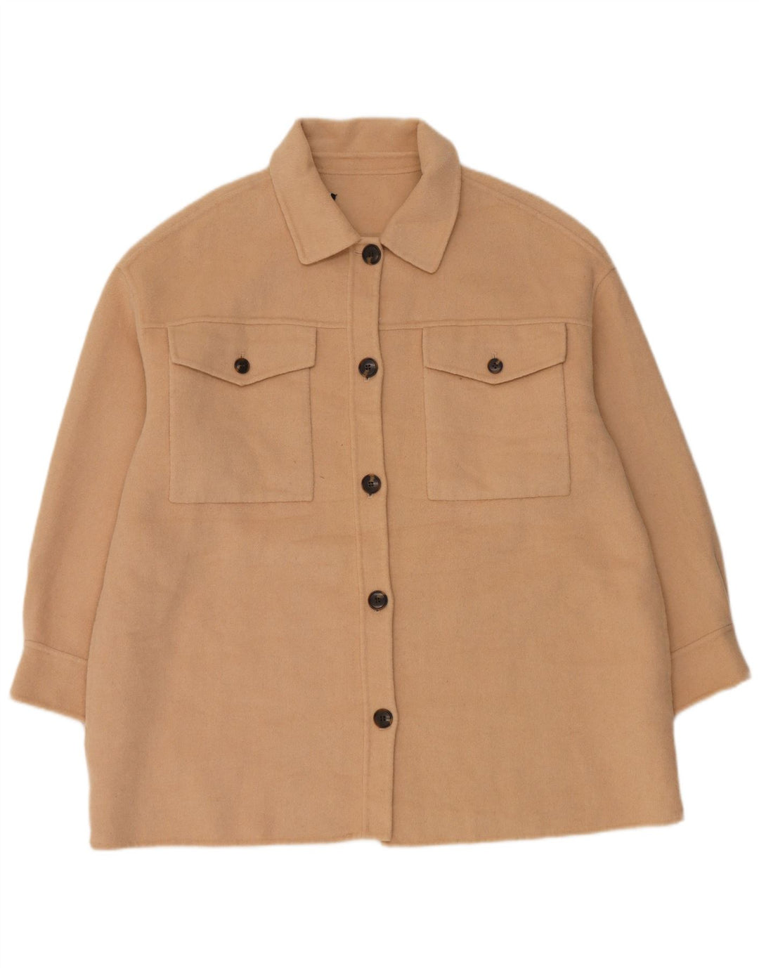 Zara Jaqueta Bomber Oversized Feminina Reino Unido 14 Lã Bege Médio