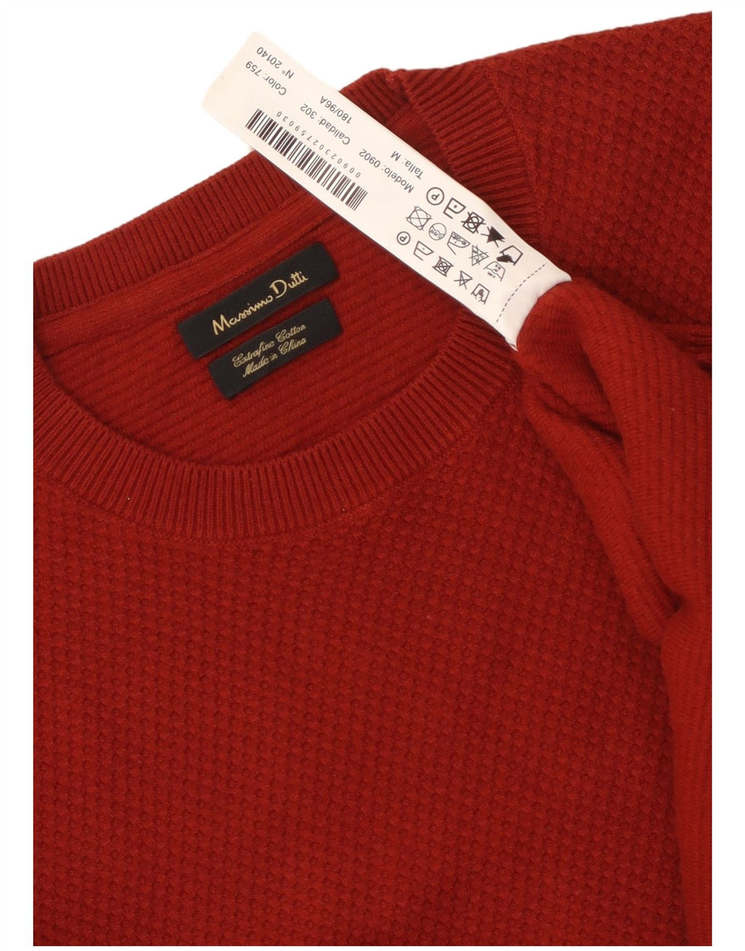 Suéter masculino Massimo Dutti com gola redonda, algodão médio vinho
