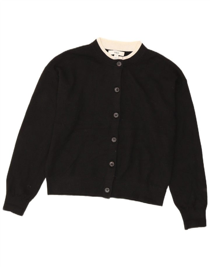 Suéter cardigã feminino Marks & Spencer Reino Unido 14 poliéster preto médio
