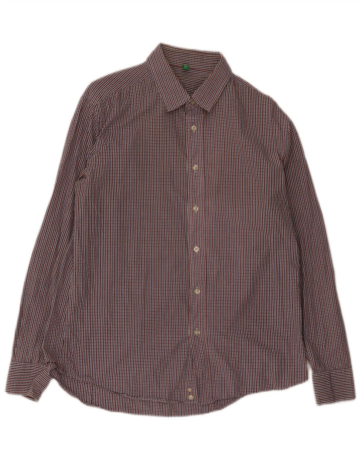 Camisa masculina Benetton XL algodão xadrez multicolorido