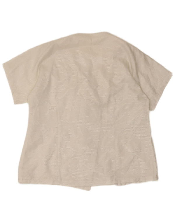 Blusa feminina vintage de manga curta UK 18 XL algodão branco