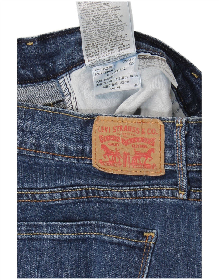 Calça jeans feminina Levi's 505 Straight W31 L32 azul algodão