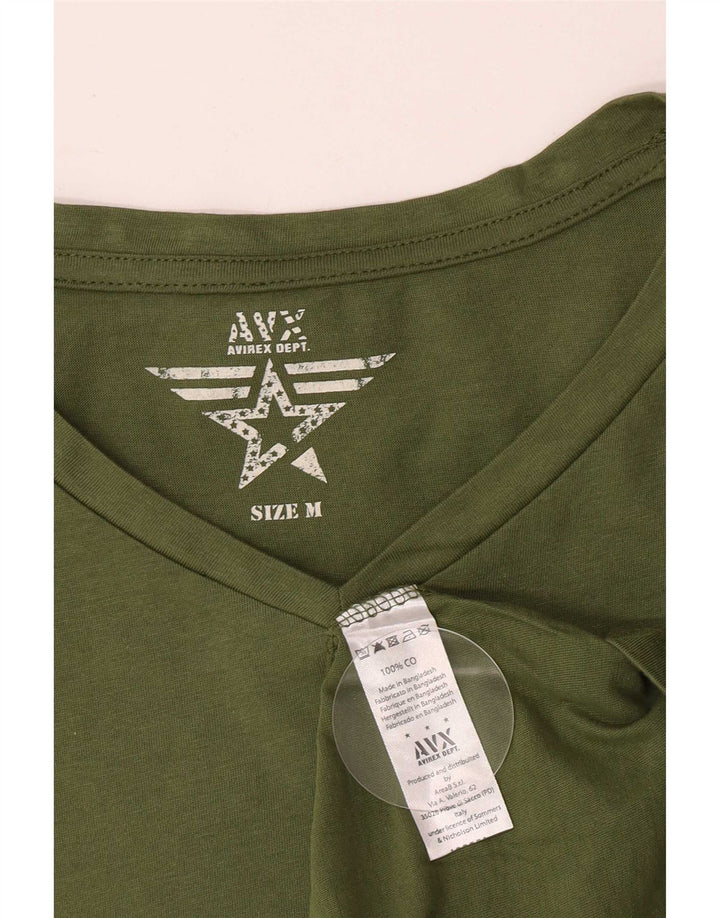 Camiseta masculina gráfica Avirex Top médio de algodão cáqui