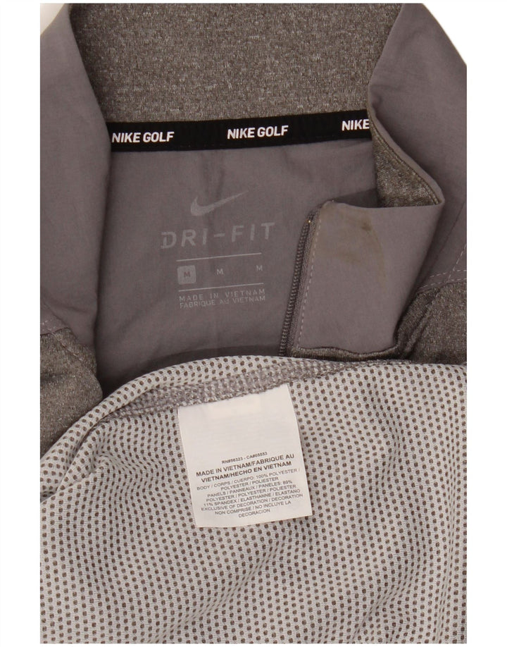 Nike Mens Dri Fit Graphic Zip Neck Pullover Treino Top Cinza Médio