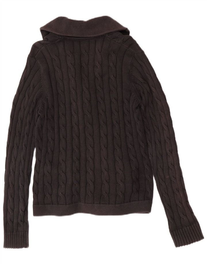Suéter cardigã masculino Gant pequeno algodão preto