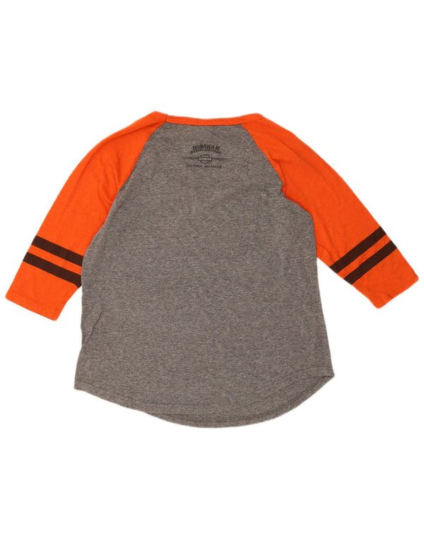 Top gráfico feminino Harley Davidson manga 3/4 Reino Unido 16 bloco colorido cinza grande