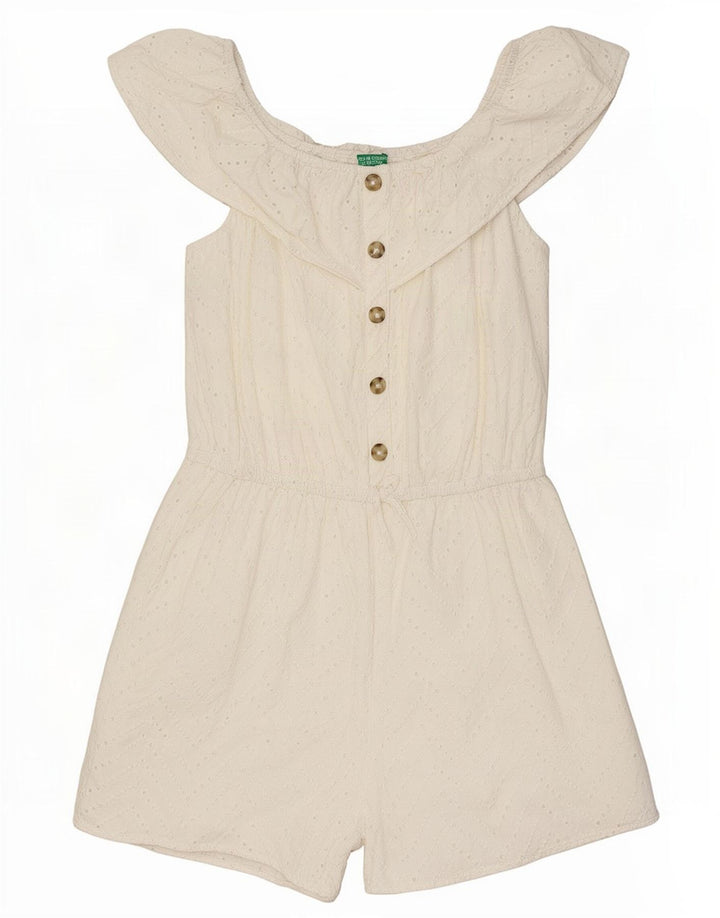 Macacão feminino Benetton sem ombro UK 14 médio branco
