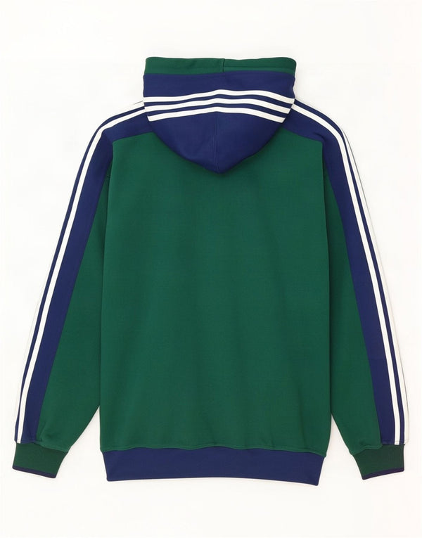 Adidas Mens Zip Hoodie Sweater UK 42/44 Grande Verde Colorblock Poliéster