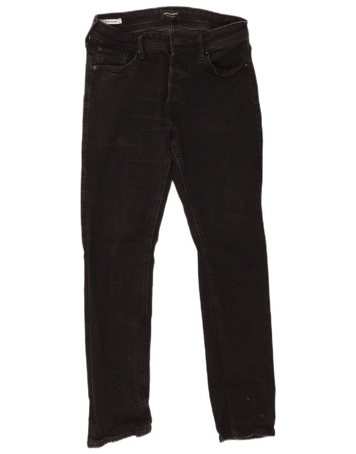 Jack & Jones Masculino GLENN Slim Jeans W30 L30 Algodão Preto