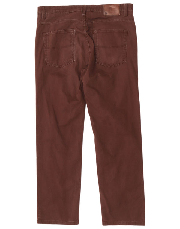 Calça casual masculina Marks & Spencer Blue Harbor cônica W34 L29 marrom