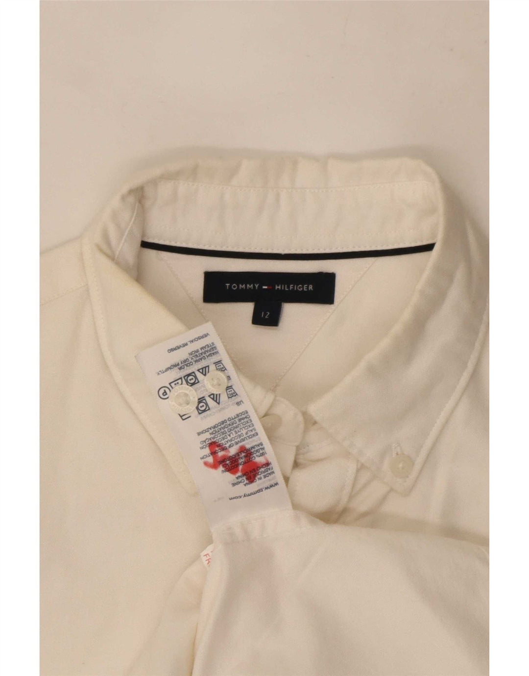 Camisa masculina Tommy Hilfiger 11-12 anos algodão branco