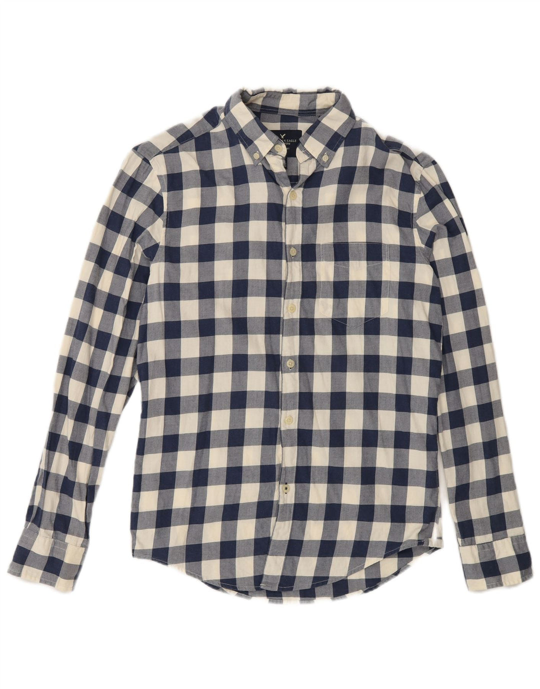 Camisa masculina American Eagle Classic Fit XS azul marinho algodão guingão