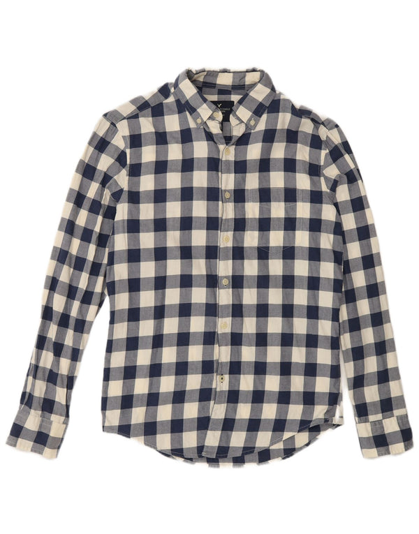 Camisa masculina American Eagle Classic Fit XS azul marinho algodão guingão