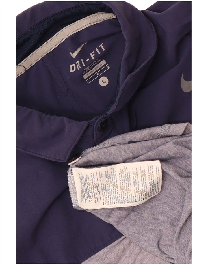 Camisa polo masculina Nike Dri Fit grande cinza colorblock nylon