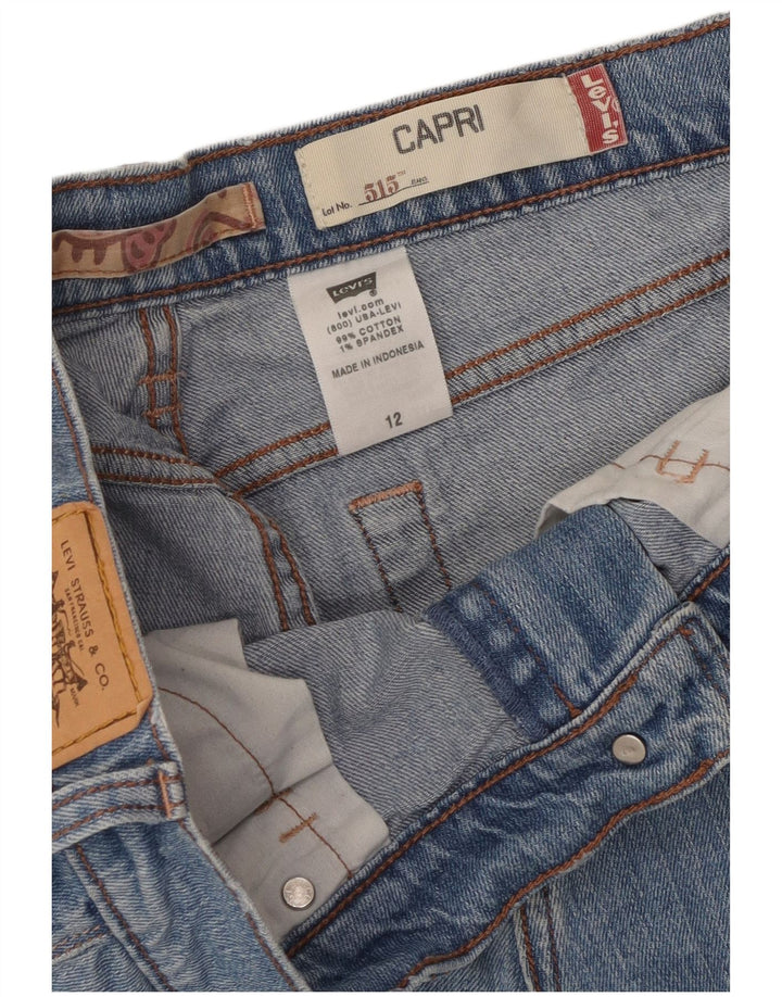 Calça jeans feminina Levi's 515 Capri US 12 grande W34 L21 azul algodão