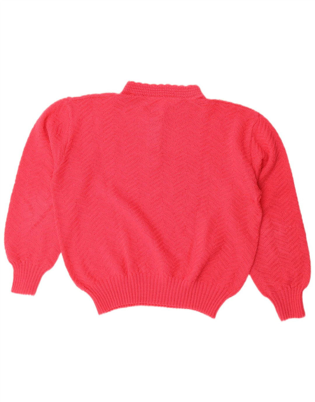 Suéter feminino vintage com gola redonda e botão UK 16 grande vermelho