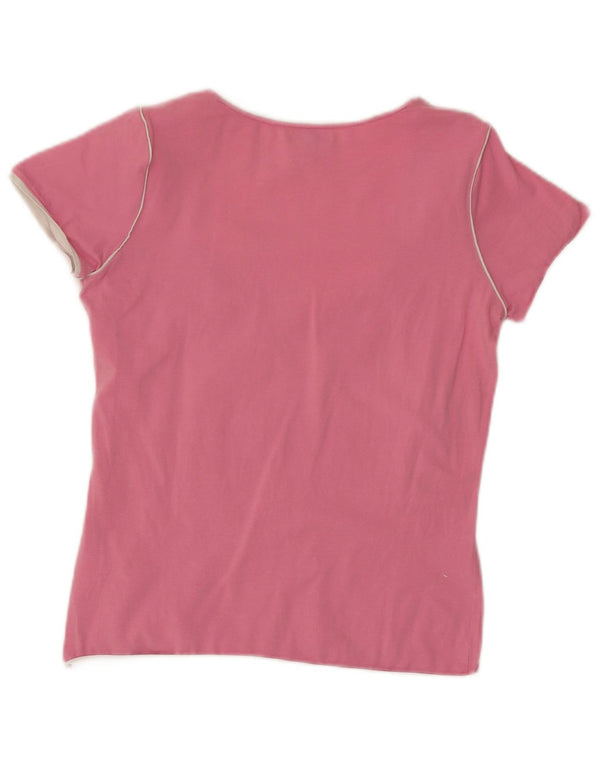 Camiseta feminina Colmar Slim Fit com estampa gráfica UK 16 grande logotipo de algodão rosa