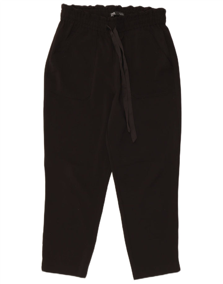 Zara Calça feminina cônica cortada média W28 L25 poliéster preto