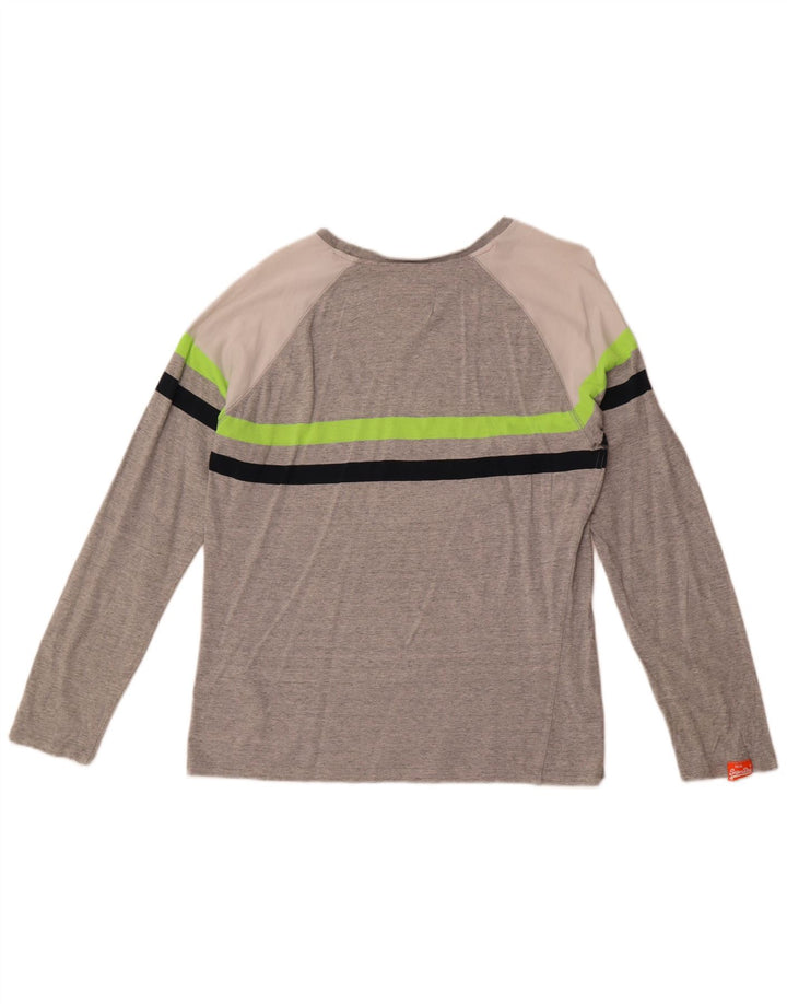 Top masculino Superdry manga comprida cinza médio algodão colorblock