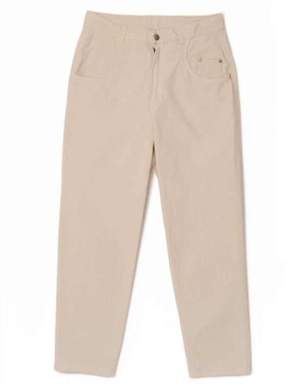 Jeans cônicos femininos vintage IT 46 Grande W30 L32 Branco