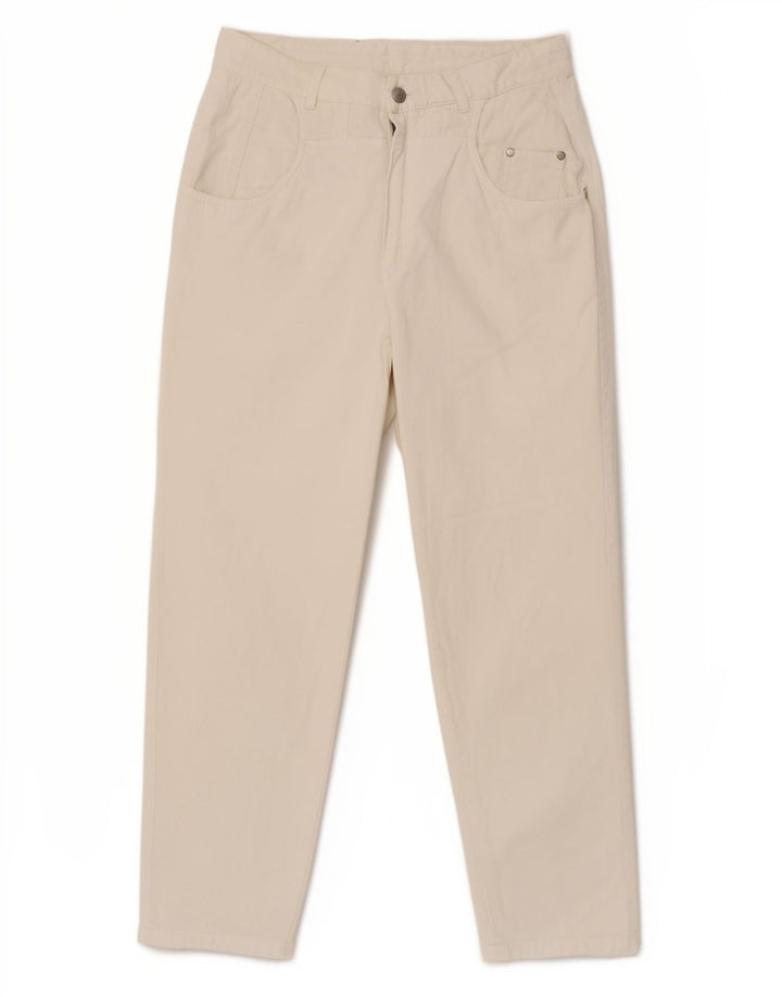 Jeans cônicos femininos vintage IT 46 Grande W30 L32 Branco