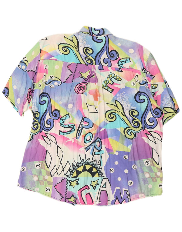 Blusa feminina VINTAGE com estampa abstrata EU 42 grande multicolorida