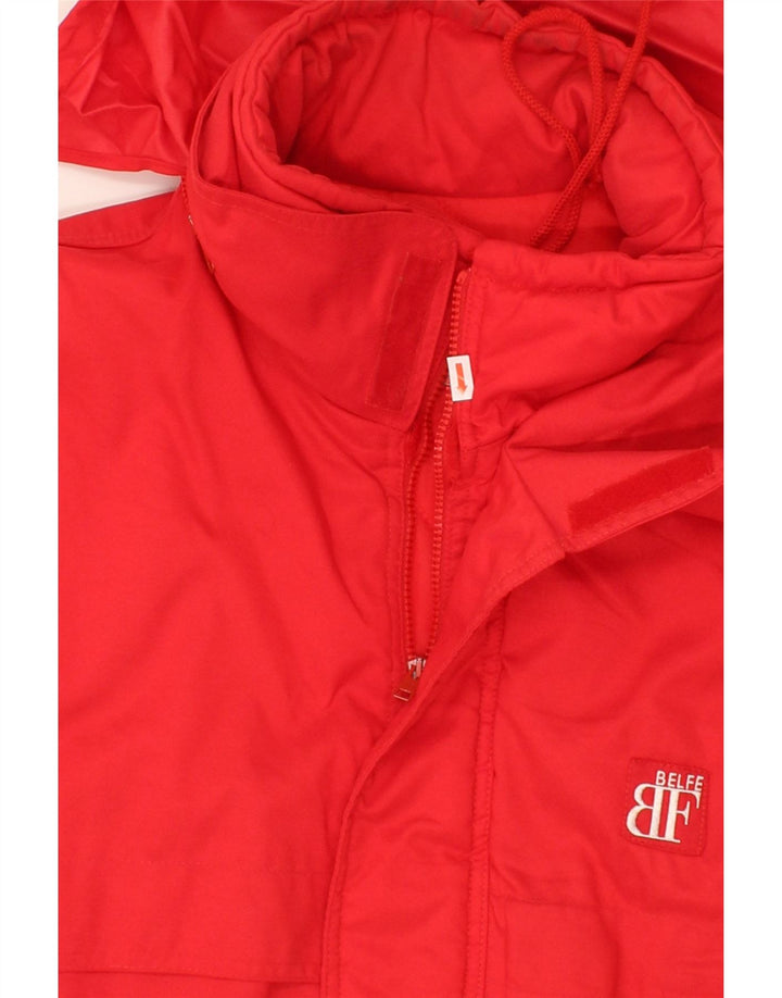 BELFE Mens Hooded Windbreaker Jacket IT 54 2XL Red Vintage Belfe and Second-Hand Belfe from Messina Hembry 