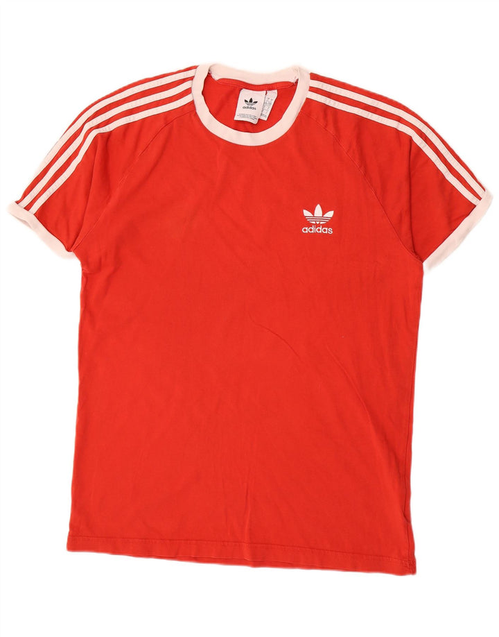 Adidas Mens Camiseta Top Grande Algodão Vermelho