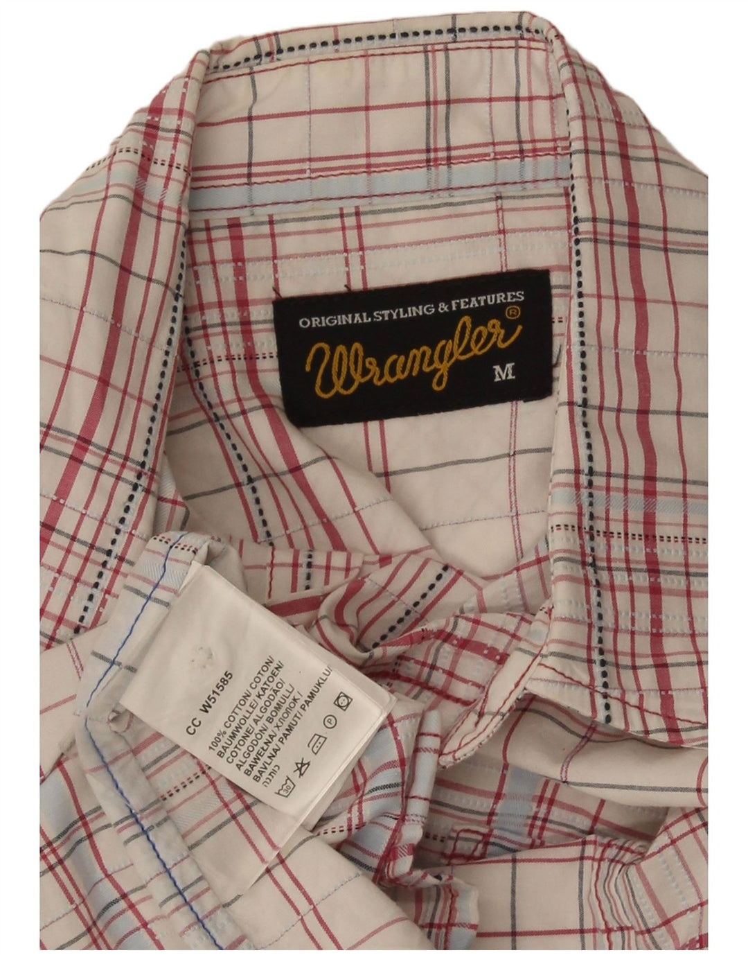 Wrangler Camisa masculina de manga curta regular fit médio algodão xadrez branco