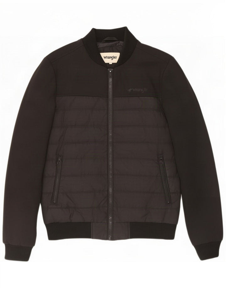 Wrangler Jaqueta masculina acolchoada Reino Unido 36 pequeno preto colorblock poliéster