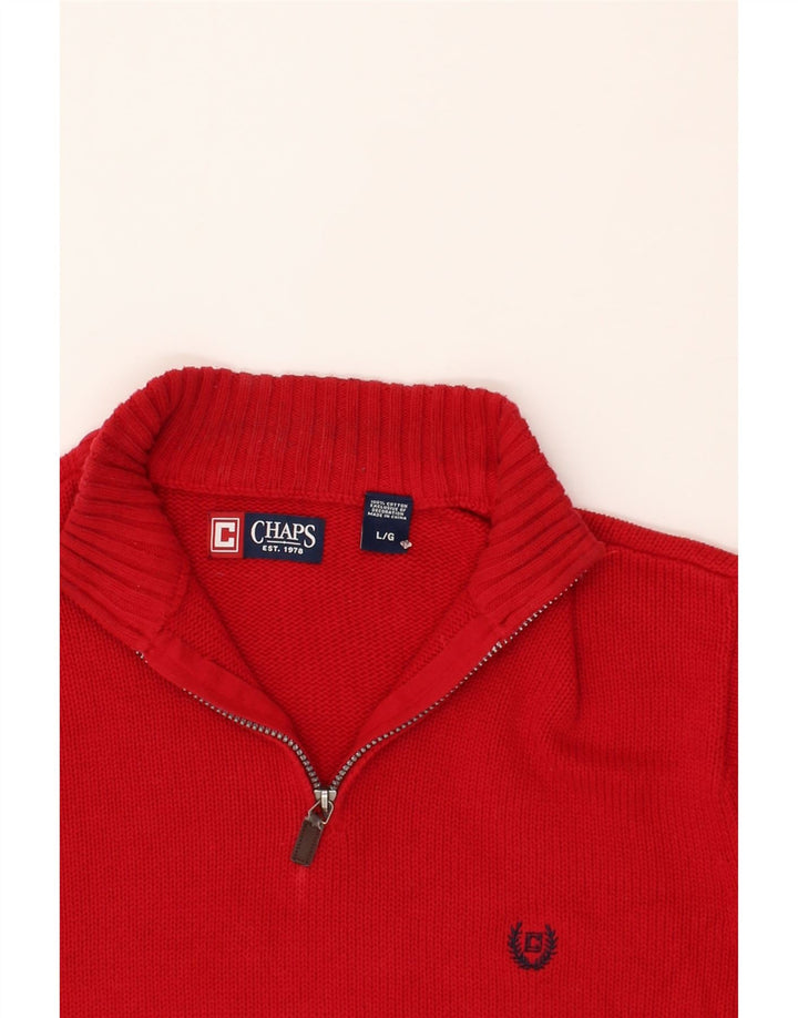 CHAPS Mens Zip Neck Jumper Sweater Large Red Cotton Vintage Chaps and Second-Hand Chaps from Messina Hembry 