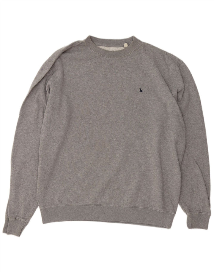 Jack Wills moletom masculino jumper médio cinza algodão manchado