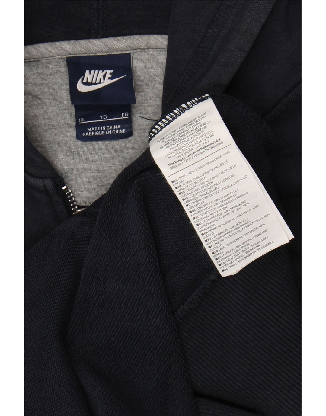 Suéter NIKE masculino com capuz e zíper XL azul marinho algodão