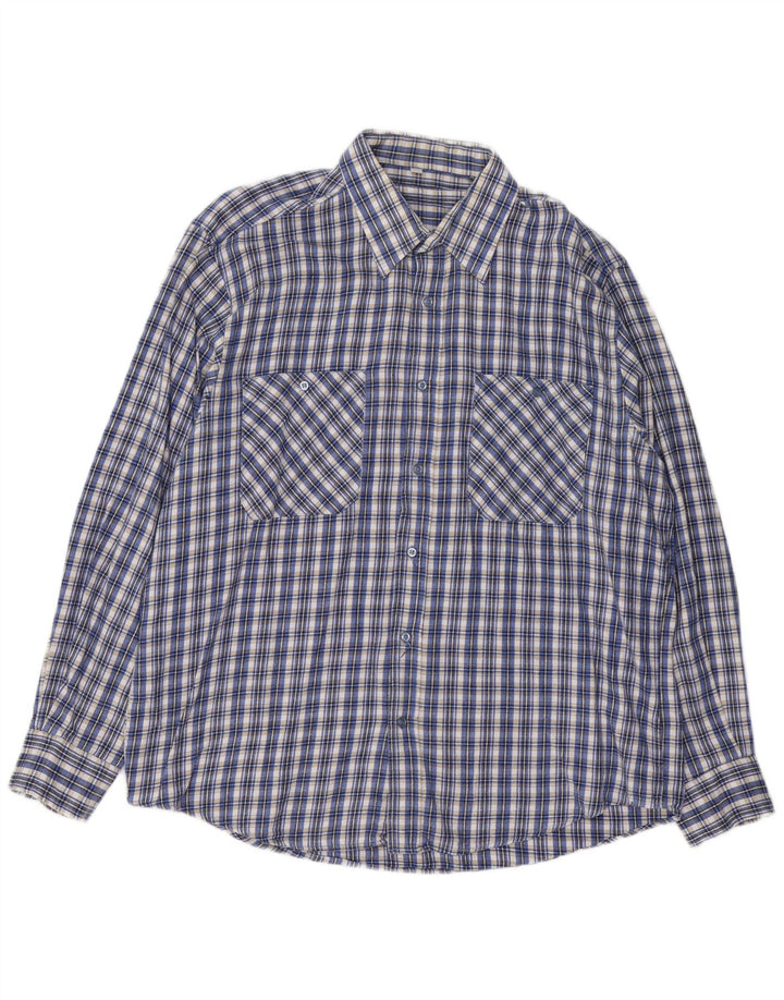 Camisa masculina de flanela VINTAGE grande xadrez azul