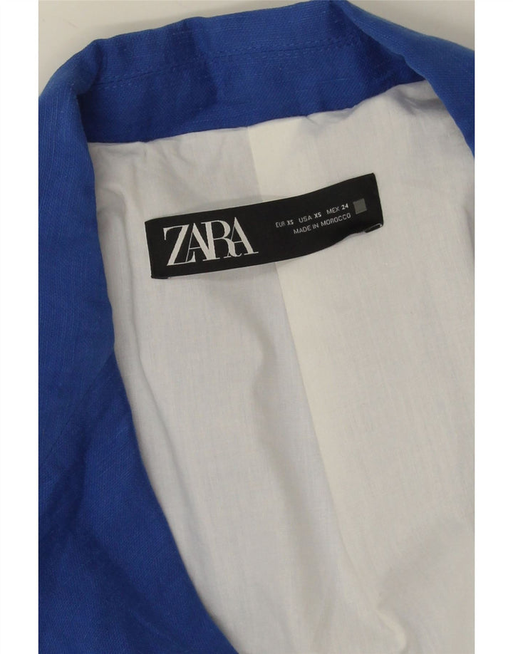 Jaqueta blazer feminina Zara com peito duplo grande Reino Unido 6 XS Azul Lyocell