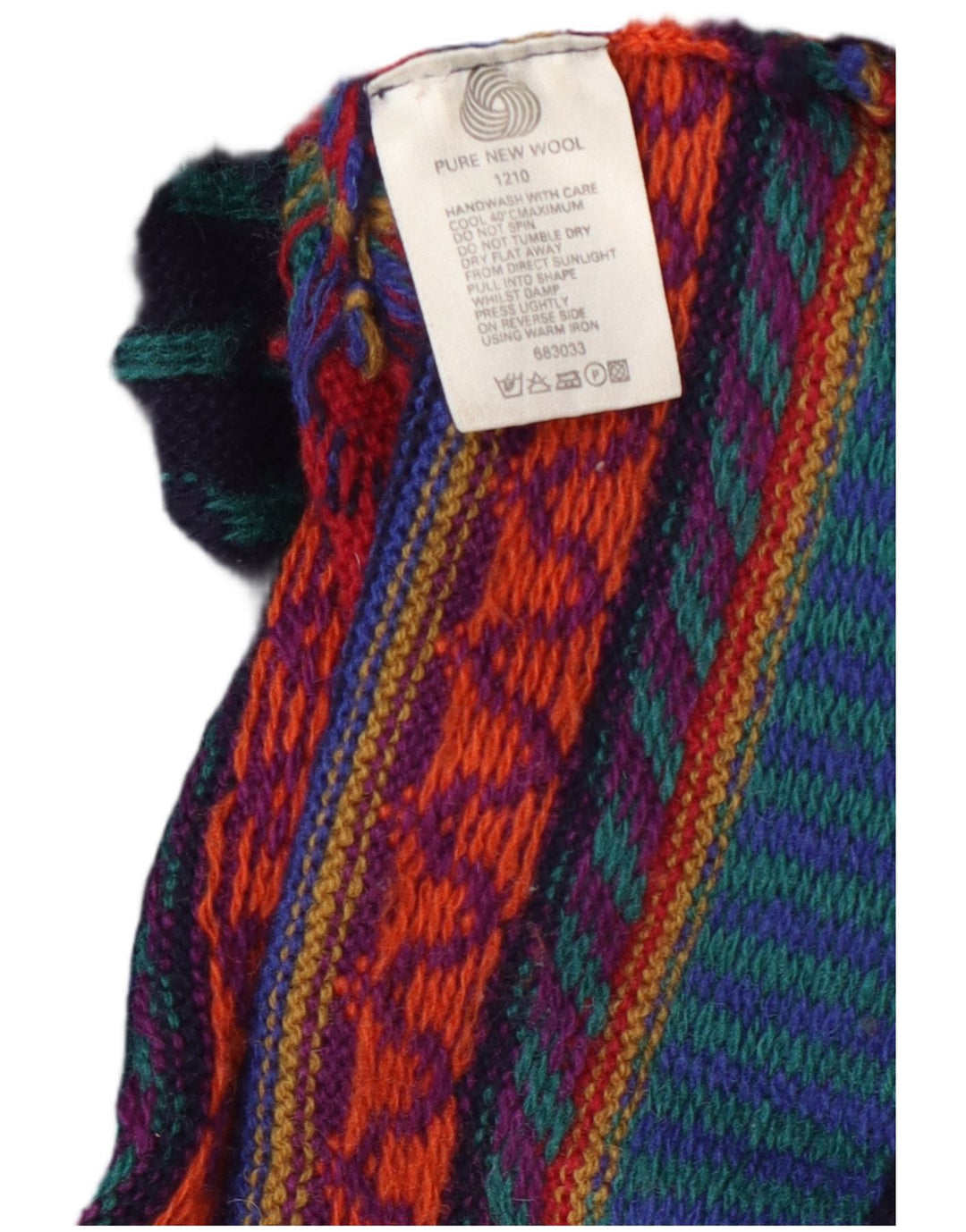 Suéter cardigã feminino Tulchan Reino Unido 14 lã geométrica multicolorida média
