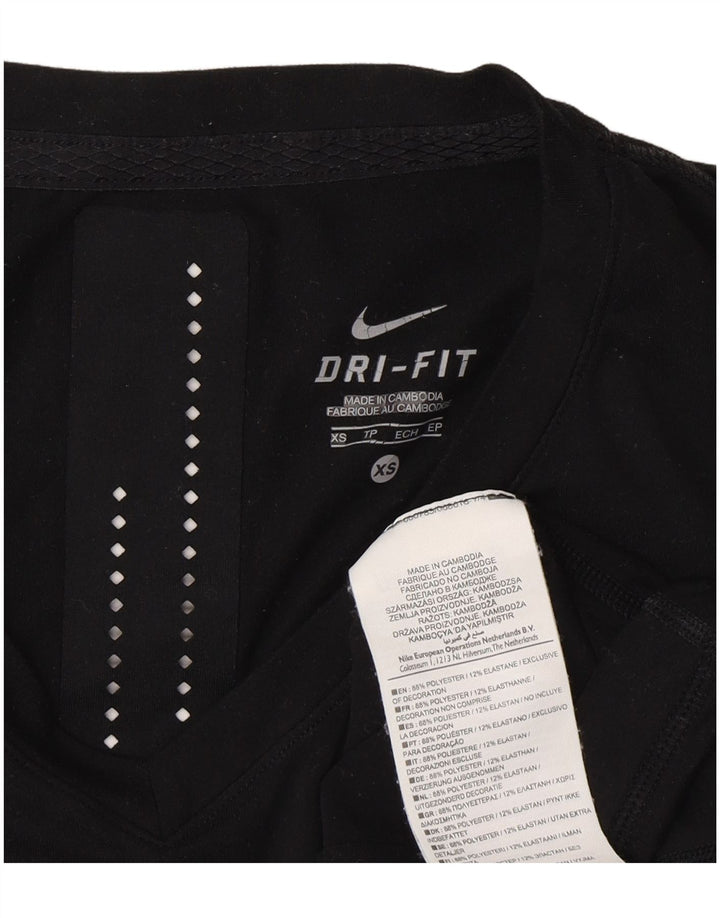 Top gráfico Nike masculino Dri Fit manga comprida XS preto poliéster