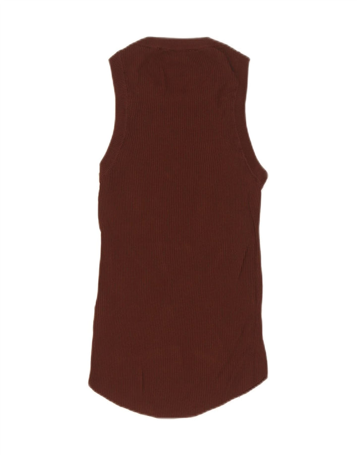 Colete feminino Zara UK 12 viscose marrom médio