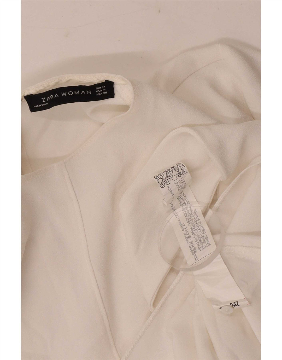 Blusa assimétrica feminina Zara Top UK 12 poliéster branco médio