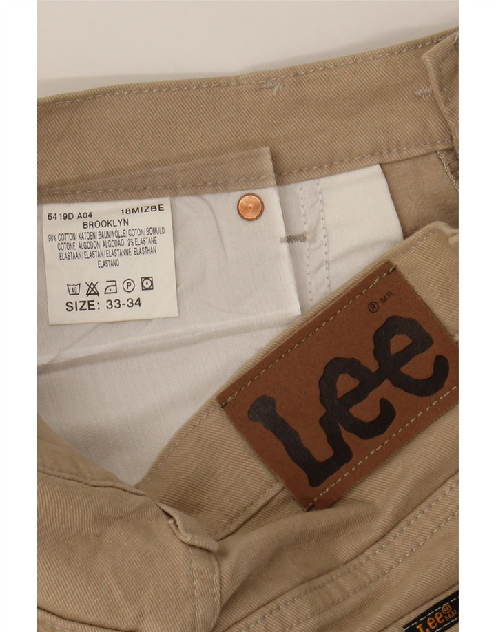 LEE Mens Brooklyn Straight Casual Trousers W33 L31 Beige Cotton Vintage Lee and Second-Hand Lee from Messina Hembry 