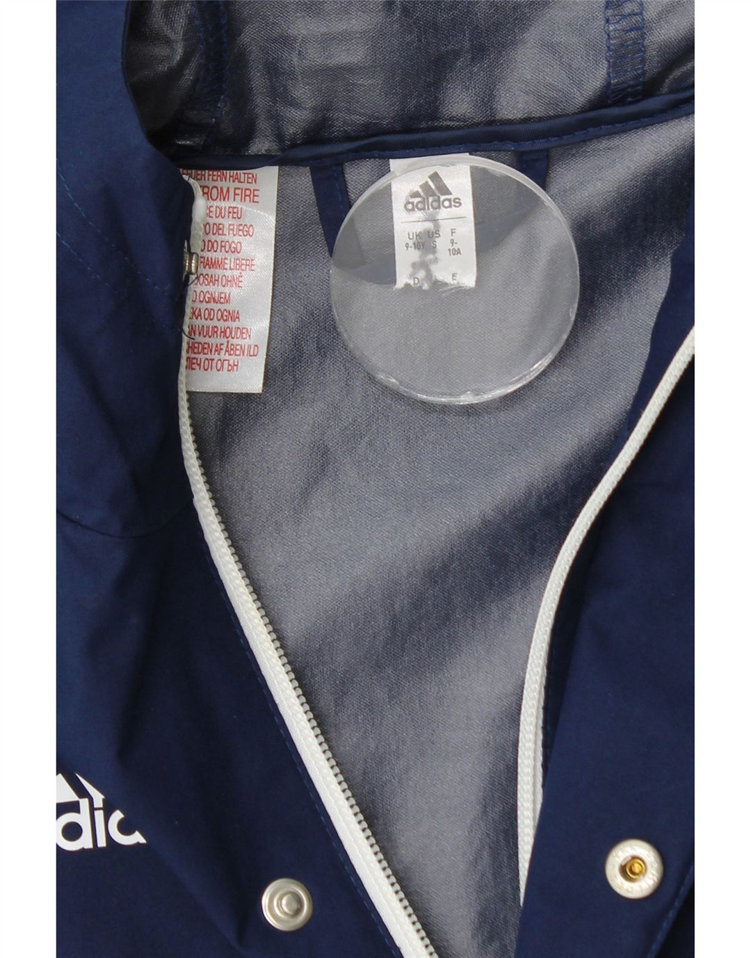 Jaqueta de chuva com capuz Adidas meninos 9-10 anos azul marinho poliéster