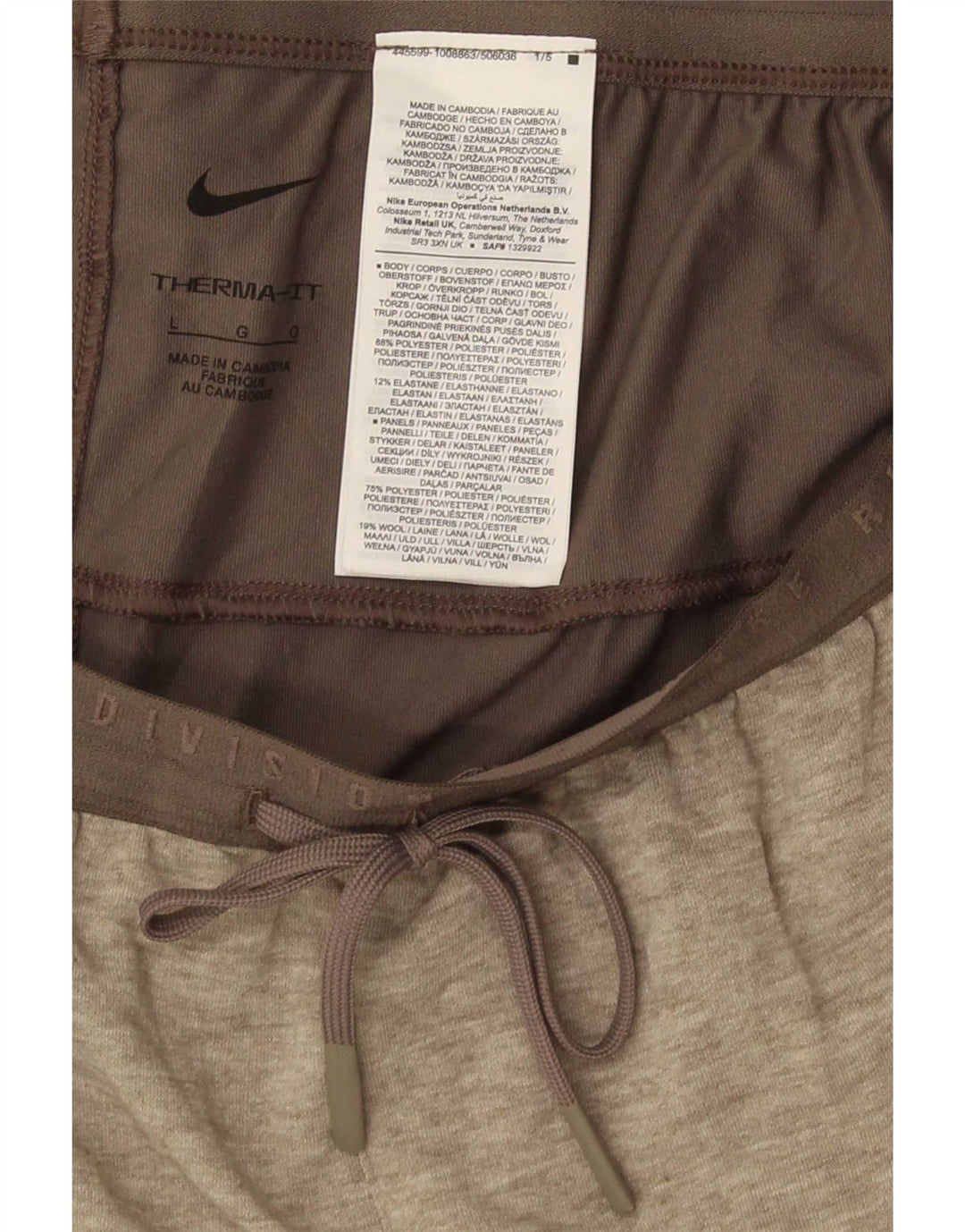 Calça de treino masculina Nike Therma-Fit grande poliéster manchado cinza